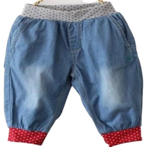 BBD Toddler Pants New Summer Children Cotton Denim Elastic Waist Solid Mid Knee Length Soft Kids 3 4 Years Costume