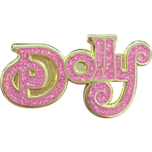 Glitter Dolly Brooch pink shining words Badge Country Music Style Enamel Pin Gift