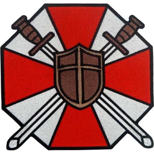 LARGE Shield sword Embroidered Sewing Label punk biker Patches Clothes Stickers Apparel Accessories Badge