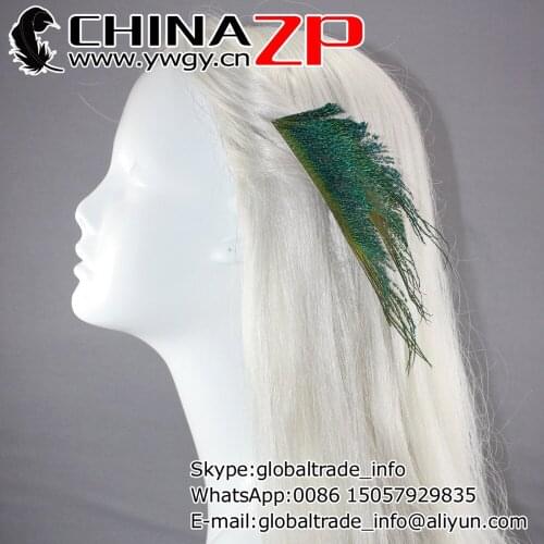 CHINAZP Factory Selected Top Quality Handmade Natural Peacock Feathers Clip for Bridesmaid Hair Accessories