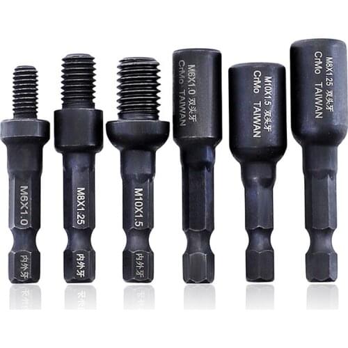 CrMo TAIWAN Double-Headed Internal and External Threaded Screw Socket Air Bit 1/4Inch Internal Thread Embedded Lock Nut