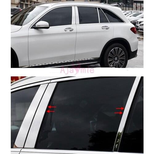 For Mercedes Benz GLC 300 260 2016 2017 2018 Stainless Steel Window Glass Moulding Trims Overlay Cover Car Styling Accessories