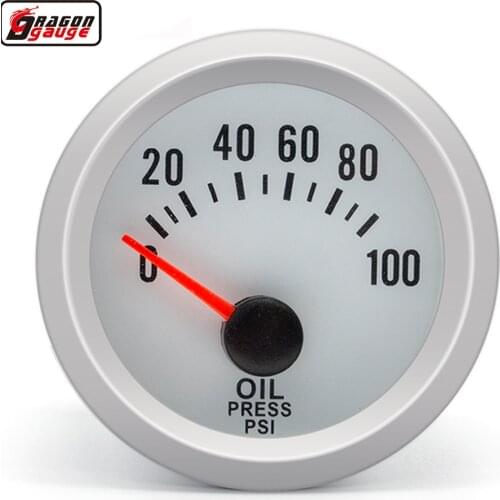 Dragon 2" 52mm Auto Car Oil Pressure Gauge With Sensor For 0~100 PSI Blue BackLight Pointer Meter Free Shipping
