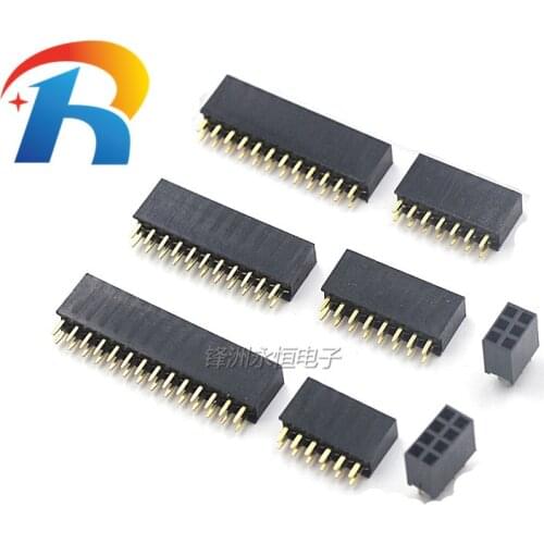 2.54mm Double Row Female 2~40P Breakaway PCB Board Pin Header socket Connector Pinheader 2*2/3/4/6/10/12/16/20/40Pin For Arduino