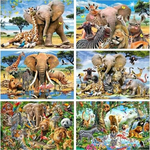Everhsine 5D DIY Diamond Embroidery Elephant Forest Rhinestone Mosaic Diamond Painting Cross Stitch Animals Needlework Crafts