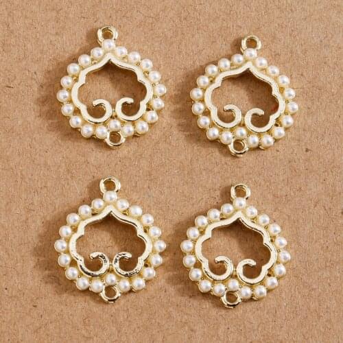 4pcs 17*20mm Imitation Pearl Love Heart Charms Connectors for Jewelry Making Necklaces Bracelets Earrings DIY Handmade Crafts