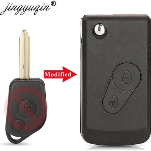 Jingyuqin Modified Flip 2 Button Remote Key Fob Shell For Citroen Elysee Picasso Saxo Xsara Berlingo Key Case Replacement