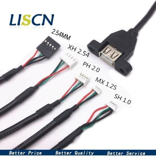 1PCS USB bus with ear to XH2.54/PH2.0 4P/MX1.25/SH1.0 motherboard chassis cable touch screen cable 30CM USB Connecting line