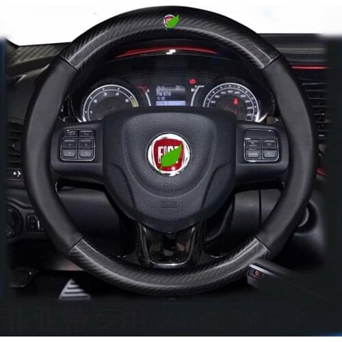 Leather Car Steering-wheels Cover 38cm for fiat 500x 500c 500l Panda Qubo Doblo Tipo Palio Perla Siena Freemont Bravo Stilo