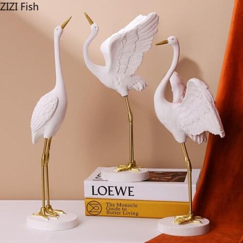 Lovely Fairy Crane Tabletop Ornaments Simulation Animal Figurines Living Room Decoration Furnishings Cute Crane Sculpture