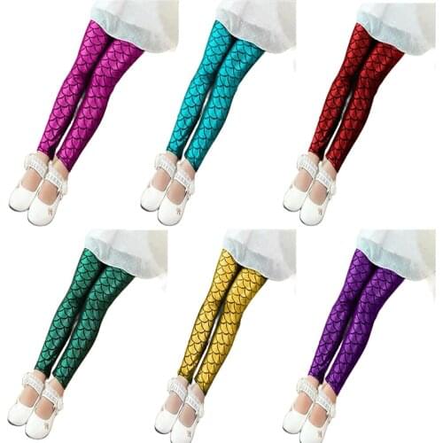 Girls Leggings Mermaid Leggings Girls Pants Kids Color Shiny Scale Slim Pants Kids Dance Performance Pants