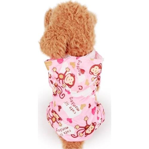 Fashion "Monkey" Printed Dog Raincoat Acrylic Puppy Waterproof Coat with Hooded Pet Supplies