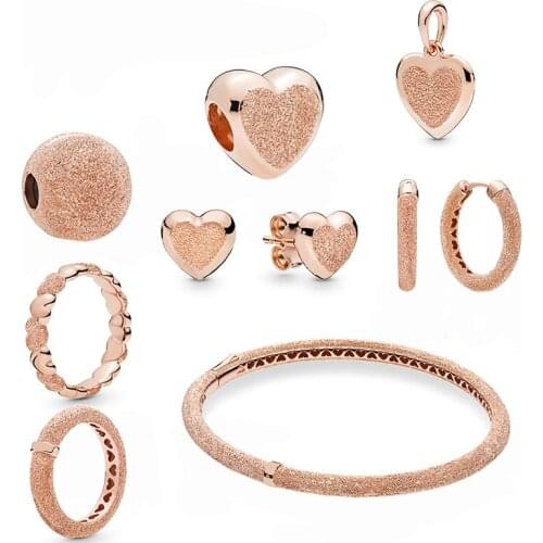 New ROSE MATTE BRILLIANCE BANGLE 925 Sterling Silver Ring Earrings Set To Send His Girlfriend Mom Holiday Gifts