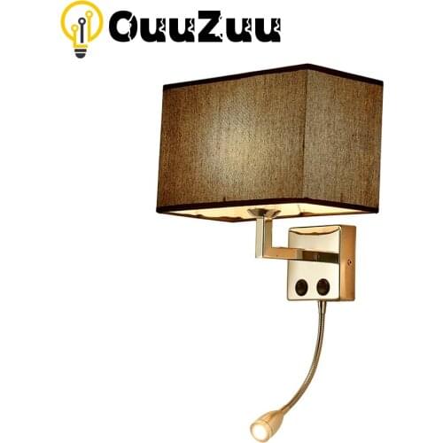 OuuZuu E27 Bulb Wall Lamp with Switch Dual Light Source Comes with LED Study Reading Lamp Bedroom Bedside Hotel Indoor Lighting