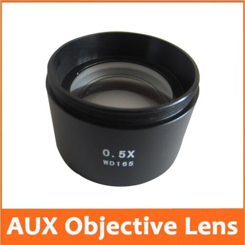 New 0.5X Power Barlow AUX Auxiliary Attachment Objective Lens Stereo Microscope Accessories Fitting Accessory M48*0.75 W.D=165MM