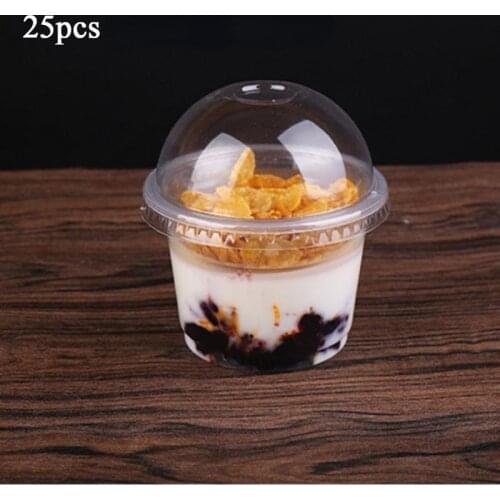 250ml Disposable Plastic Cups With Lids Salad Cup Transparent Dessert Bowl Container Lid For Bar Cafe Home Party