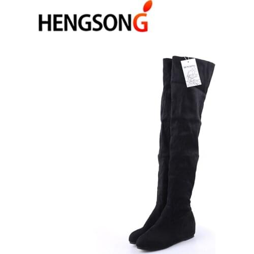 2020 Autumn Winter Ladies Fashion Flat Bottom Boots Shoes Women Boots Over The Knee Thigh High Suede Long Boots
