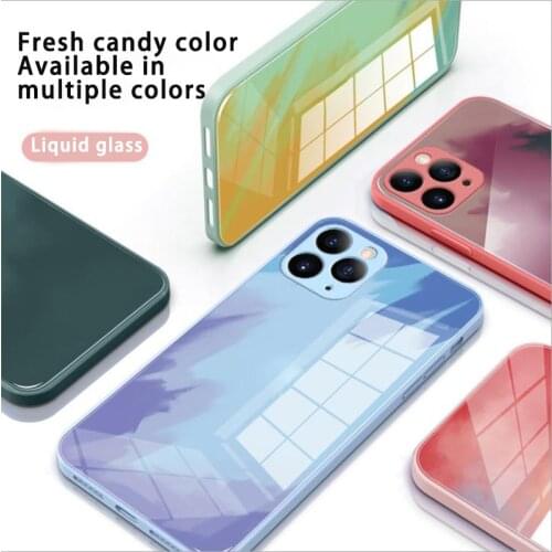 Suitable Case for iphone 11 XS X XR SE watercolor glass case,For iPhone 12 Pro Max 7Plus 8Plus 7 8 multi-color protective shell