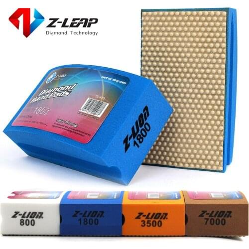 Z-LEAP Arc Foam Backed Hand Polishing Pad Resin Bond Diamond Pad For Glass Ceramic Tile Stone Grinding 100*58mm Abrasive Tool