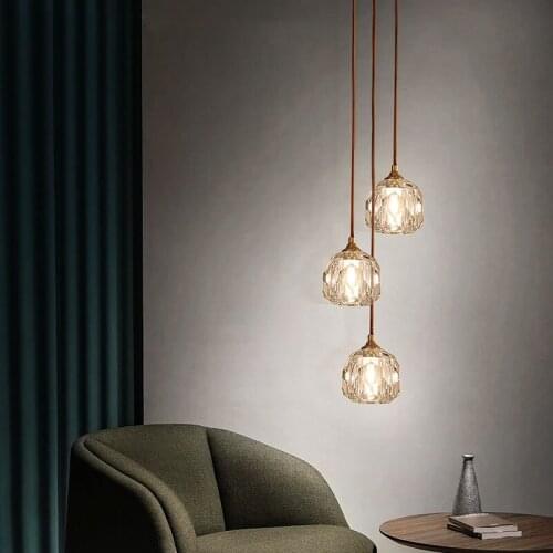 Modern Led Pendant Lamp Crystal Lampshade Led Light Luxury Living Room Dining Room Bar Indoor Pendant Lighting Decor Light
