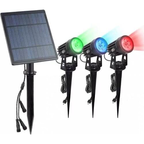 Thrisdar Solar Powered LED Spotlight Warm White RGB Garden Landscape Solar Pathway Lawn Lamp Outdoor Waterproof Wall Tree Light