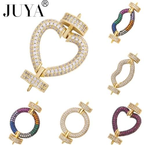 JUYA 5 Pcs Fastener Clasps For Bracelets Making Cubic Zirconia Lobster Claw Clasper Connectors DIY Handmade Jewelry Accessories