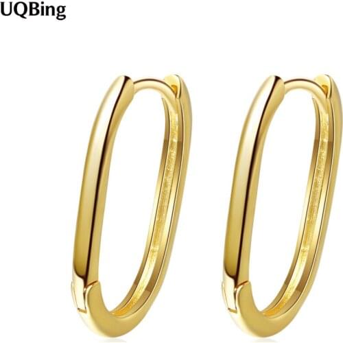 Trendy New 925 Sterling Silver Gold Color Round Clip Earrings On Clip Ear Women Jewelry Gifts