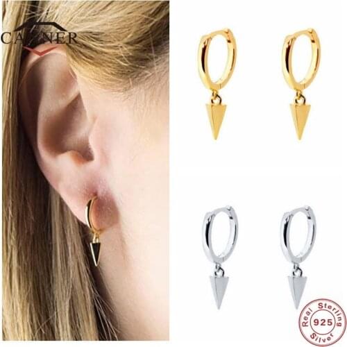 CANNER Real 925 Sterling Silver Hoop Earrings For Women Geometric Conical Punk Piercing Earring Earings Jewelry Pendientes