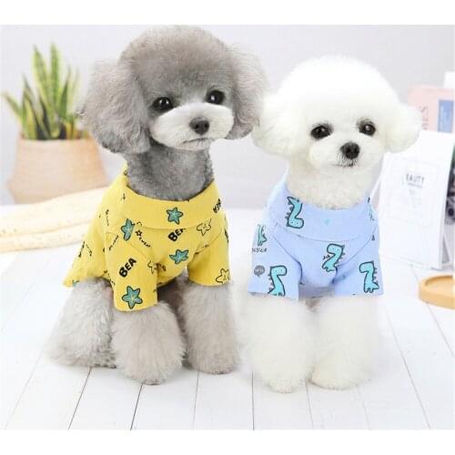 Vest Small Pet Shirt Cat Dog Clothes Cartoon Printed Star Dinosaur Design Cotton Dogs T Shirt Pet Puppy Summer Apparel Clothes