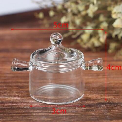 1Pcs Mini Food Play Glass Binaural Small Soup Pot Doll House Kitchen Kids Toy Gift Pretend Play