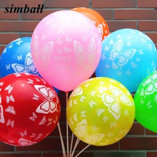 10pcs Colorful Butterfly Printed Balloon 12 Inch Christmas Latex Balloons Baby Shower Birthday Party Wedding Decoration Supplies