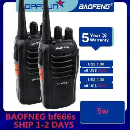 2pcs BAOFENG BF-666S walkie-talkie for hunting 400-470MHz 3-5Km portable two-way car radio station 16CH transmitter radio