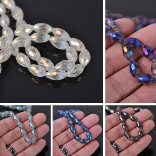 13x8mm Oval Faceted Matte Crystal Glass Loose Spacer Beads Craft Findings