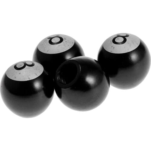 4PCS Black Wheel Tyre Tire Valve Stems Air Dust Cover Caps for Car Truck Bike 8 Ball Type