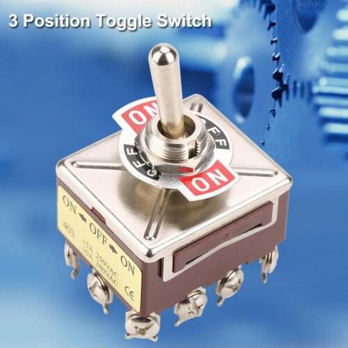 403 Mini Toggle Switch 12mm 12 Pin 3 Position Latching Switch ON-OFF-ON 15A/250VAC 100A/380VAC 4PDT
