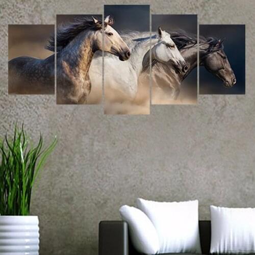 5pcs/set Horse Galloping Combination 3D DIY Wall Stickers Home Decor Living Room Poster Creative Self-adhesive Art Mural Decals
