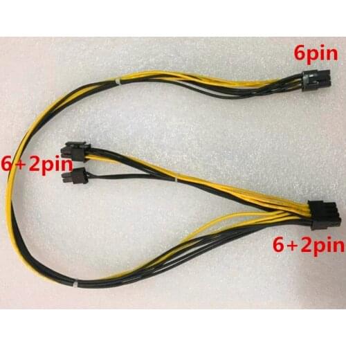 6 pin to dual 8 (6+2) pin Power supply Cables For Graphics Video Card Adapter 100pcs/lot, about 50cm + 20cm