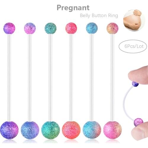 6Pcs14G Flexible Pregnancy Belly Button Rings Bioplast Sport Maternity Belly Navel Retainer Industrial Earring Body Piercing