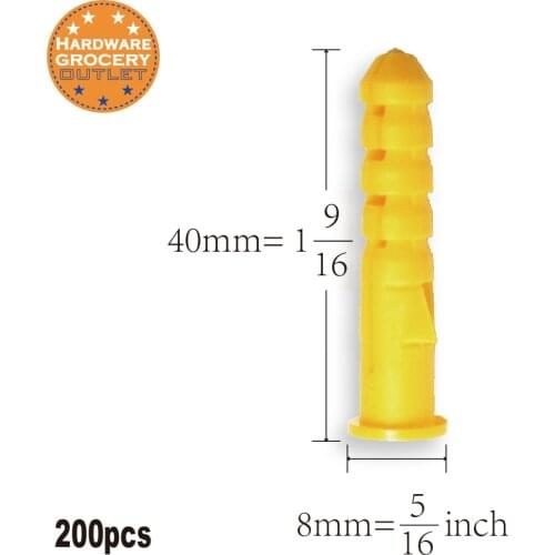 Ribbed Plastic Anchor Wall Plastic Expansion Pipe Tube Wall Plugs Drywall Screw High Quality Wholesale 200pcs 8x40mm