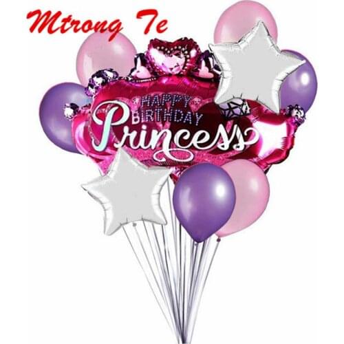 9pcs Prince Princess Crown Birthday Party Balloon Foil Helium Balloons Baby Shower Party Decoration 12inch Latex Star Air Globos