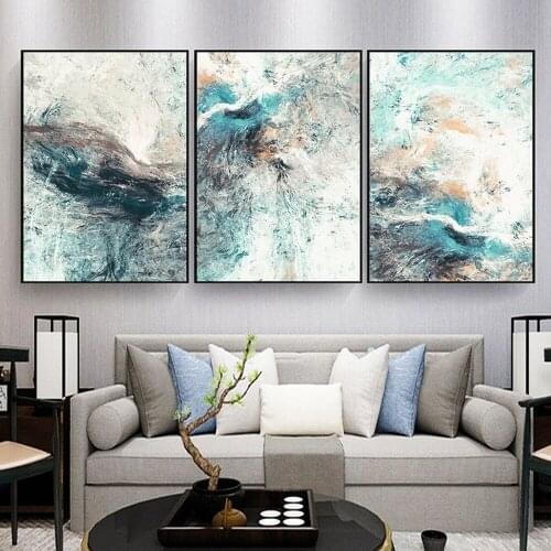 Abstract Sea Small Fresh Canvas Painting Ins Nordic Style Art Poster Modern Minimalist Bedroom Living Room Wall Decor Pictures