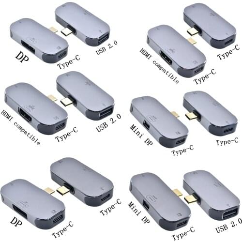 3 in 1 USB Hub Type C To HDMI-compatible/DP/Mini DP Adapter 100W PD Fast Charging USB-C Docking Station for Macbook Pro 4K@60Hz