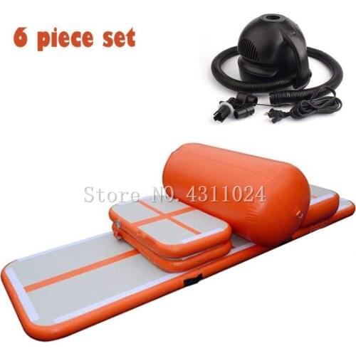 Free Shipping 6 Pieces(4 mats+1 roller +1 pump)Inflatable Air Track Training Set Inflatable Gym Jumping Mat For Sale