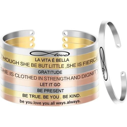 10pcs/lot 4MM Stainless Steel Positive Inspirational Personalized Bracelet Mantra Bangle for Lover Gifts SL-061*10