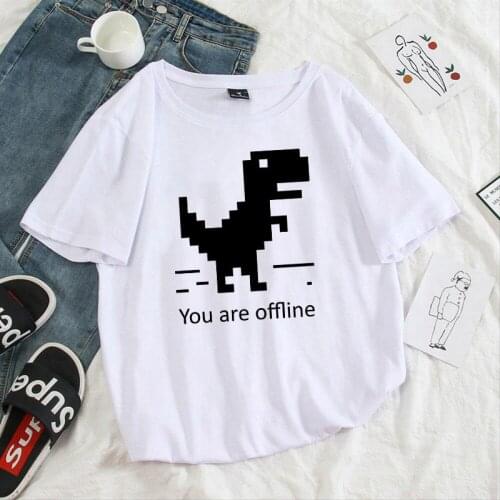 Dinosaur Fun print t-shirt 90s Girl Harajuku Tshirt Female O-neck short sleeve T shirt Cartoon T shirt Women