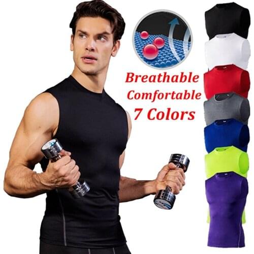 Breathable Tank Top Men Summer Sport Vest Mens Sleeveless Quick Dry Stretch Tight Running Fitness Gym Sports T-shirt Vest