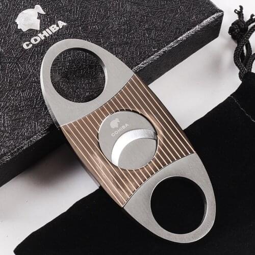 COHIBA Gadgets Stainless Steel Triple Blade Cuban Cigars Scissors Sharp Cigar Cutter