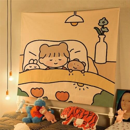 Kawaii Room Decor Anime Tapestry Wall Hanging Drom Room Rabbit Flower Decoration Creative Home Aesthetic Room Decor Tapestry