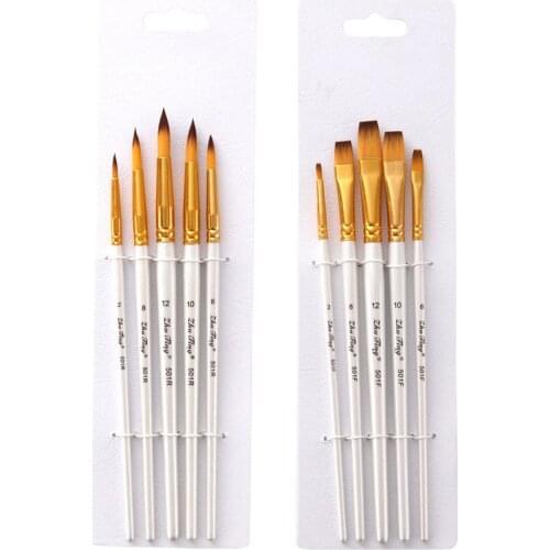 5Pcs/Set Nylon Hair Artist Paint Brush Multi-function Pearl White Paint Pen Wooden Handle Drawing Art Supplies
