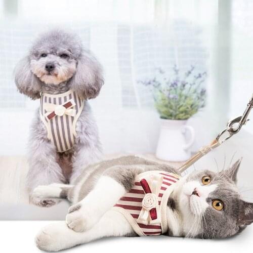 Pets Dogs Harness Vest Leashes Set Summer Autumn Adjustable Bowknot Mesh Breathable Harnesses Leashes For Small Dogs Pomeranian